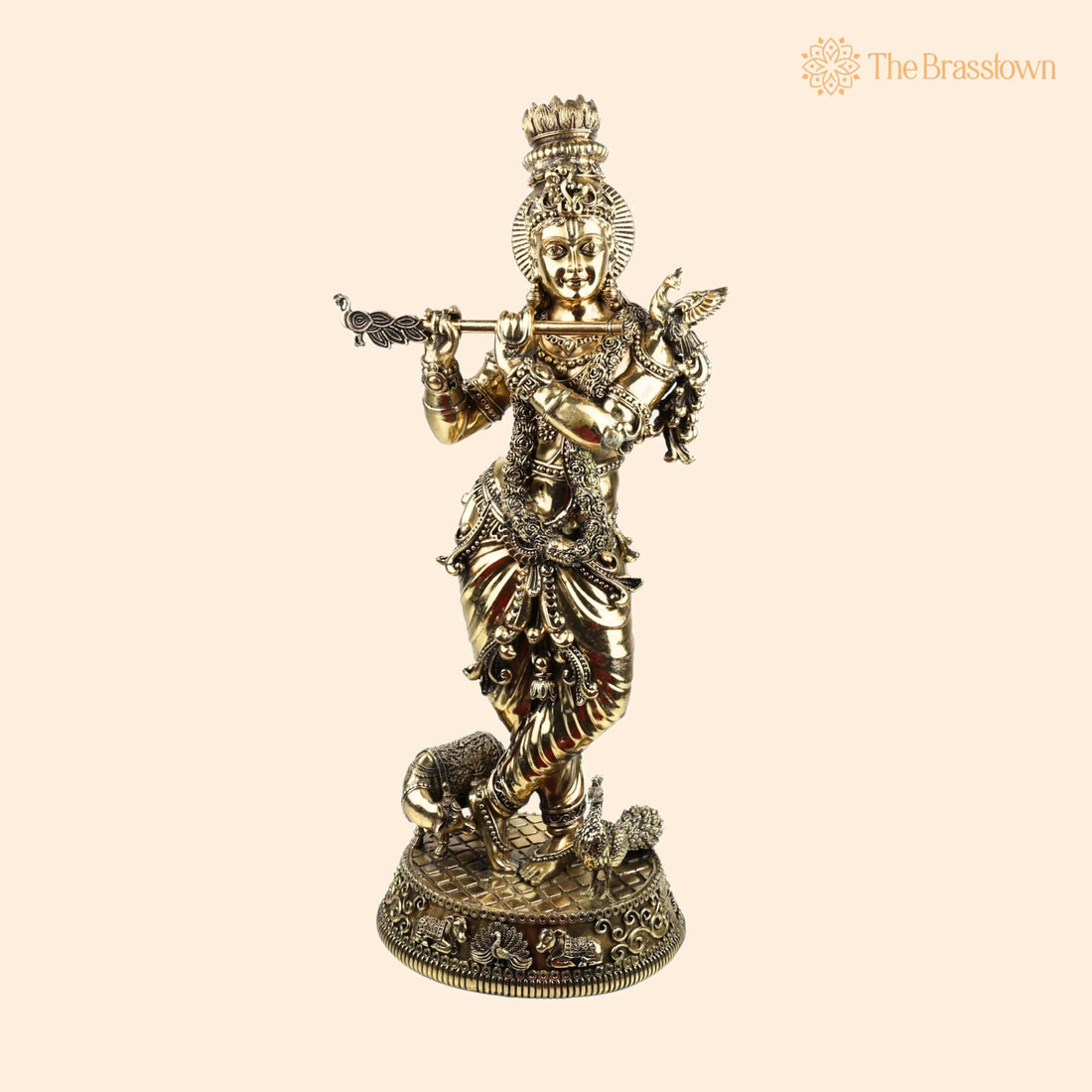 Brass Krishna Idol – Lord Krishna Murti, Handcrafted Statue for Pooja, Home Décor &amp; Gifting 25 Inch 1