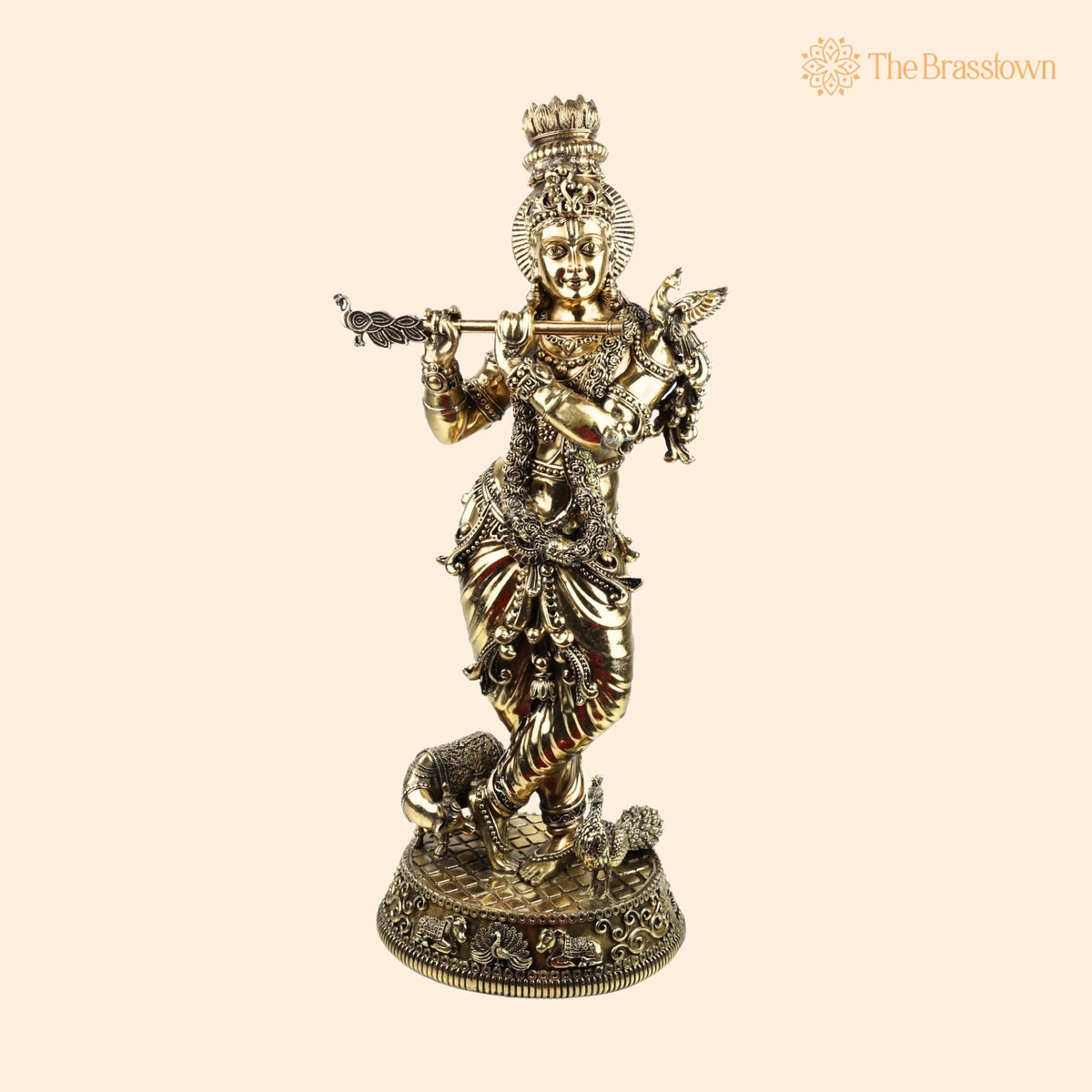 Brass Krishna Idol – Lord Krishna Murti, Handcrafted Statue for Pooja, Home Décor &amp; Gifting 25 Inch 1