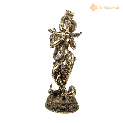 Brass Krishna Idol – Lord Krishna Murti, Handcrafted Statue for Pooja, Home Décor &amp; Gifting 25 Inch 3