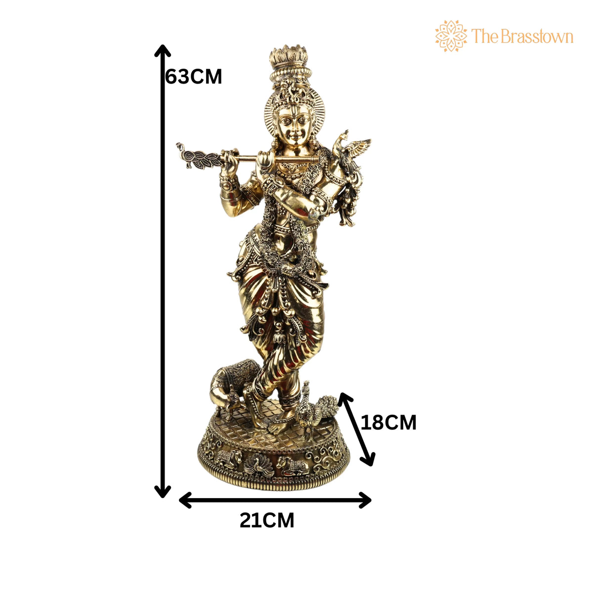 Brass Krishna Idol – Lord Krishna Murti, Handcrafted Statue for Pooja, Home Décor &amp; Gifting 25 Inch 5