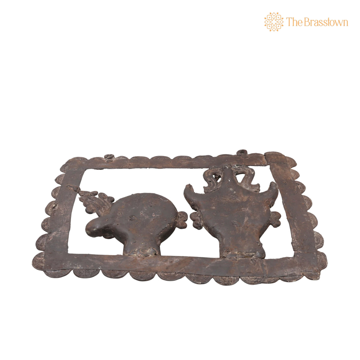 Brass Tribal Head Pair Wall Hanging – Handcrafted Bastar Dhokra Art for Home Décor &amp; Gifting 11.5 Inch 4