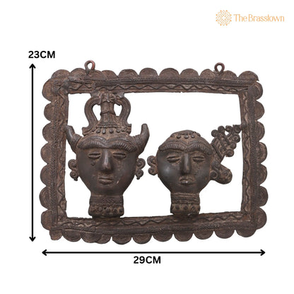 Brass Tribal Head Pair Wall Hanging – Handcrafted Bastar Dhokra Art for Home Décor &amp; Gifting 11.5 Inch 5