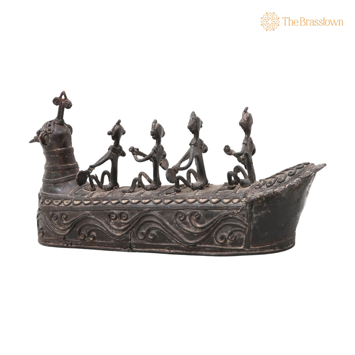 Brass Mayurpankhi Boat Sculpture – Handcrafted Bastar Dhokra Art for Home Décor &amp; Gifting 6 Inch 3