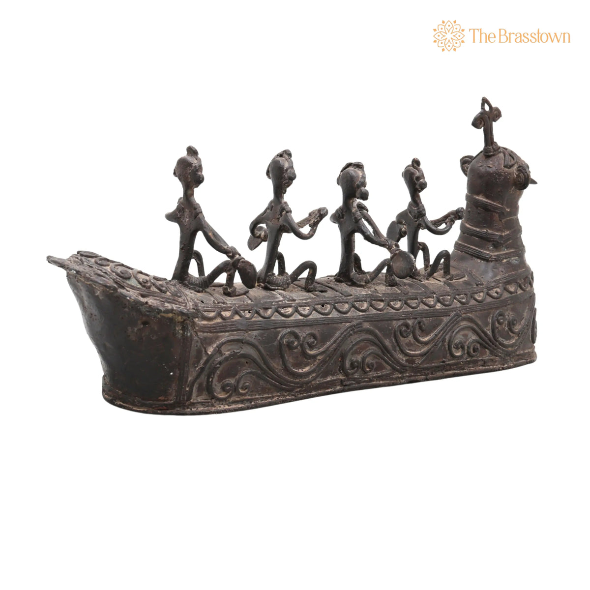 Brass Mayurpankhi Boat Sculpture – Handcrafted Bastar Dhokra Art for Home Décor &amp; Gifting 6 Inch 4