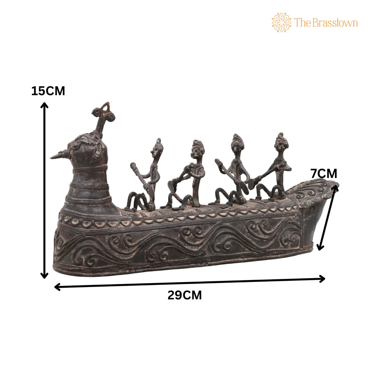 Brass Mayurpankhi Boat Sculpture – Handcrafted Bastar Dhokra Art for Home Décor &amp; Gifting 6 Inch 5