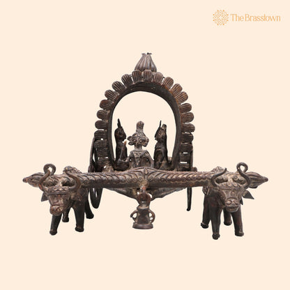 Brass Dhokra Bullock Sculpture – Handcrafted Bastar Tribal Art for Home Décor &amp; Gifting 8.5 Inch 1