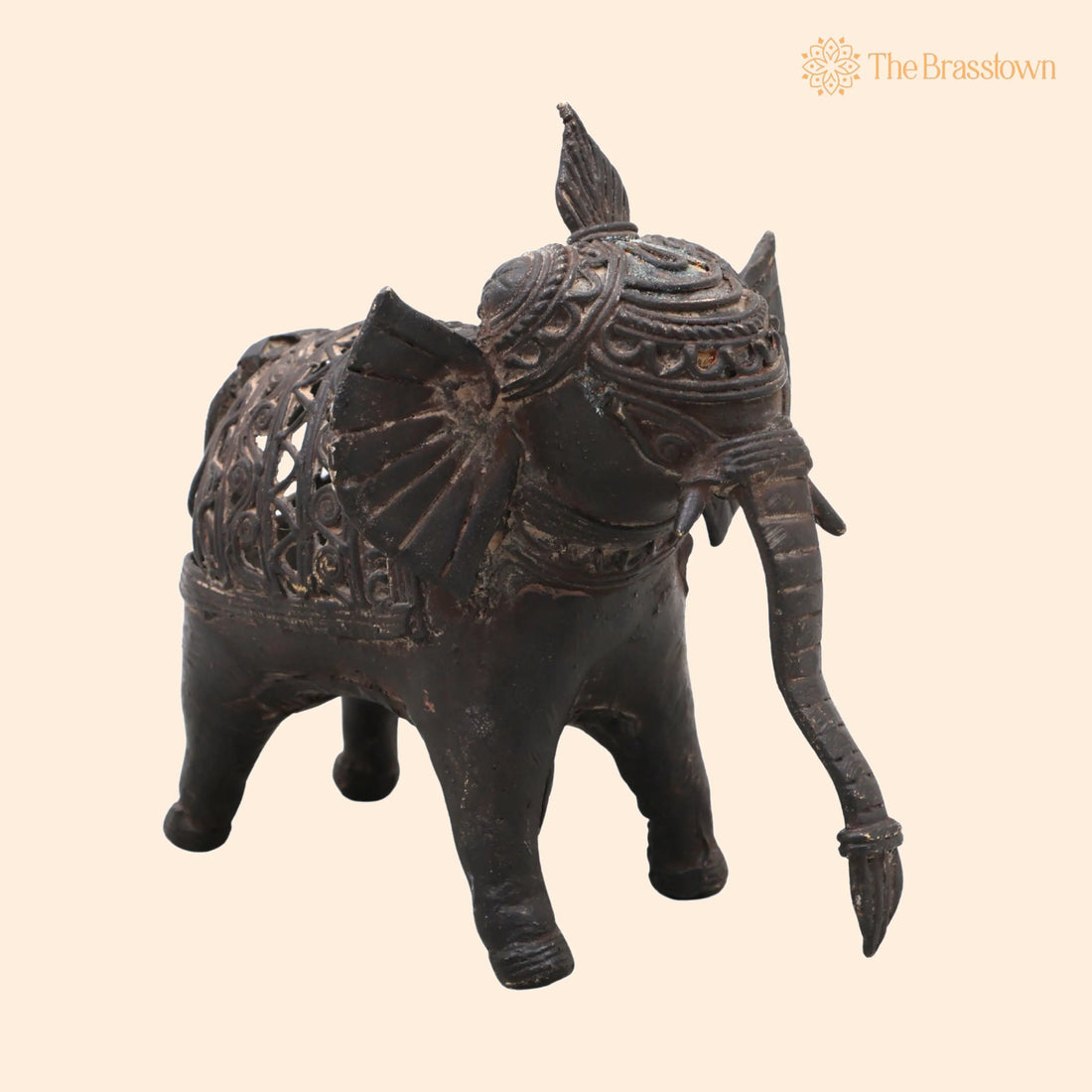 Brass Dhokra Elephant Sculpture – Handcrafted Bastar Tribal Art for Home Décor &amp; Gifting 4.5 Inch 1