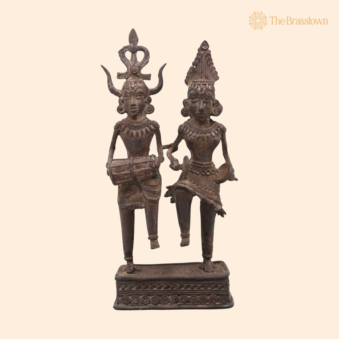Brass Dhokra Dancing Couple Sculpture – Handcrafted Bastar Art for Home Décor &amp; Gifting 11 Inch 1