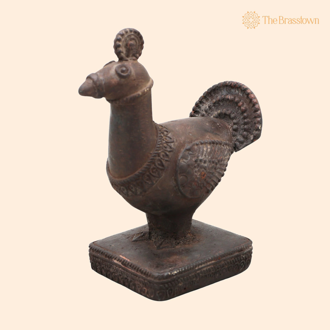 Brass Dhokra Peacock Sculpture – Handcrafted Bastar Tribal Art for Home Décor &amp; Gifting 4 Inch 1