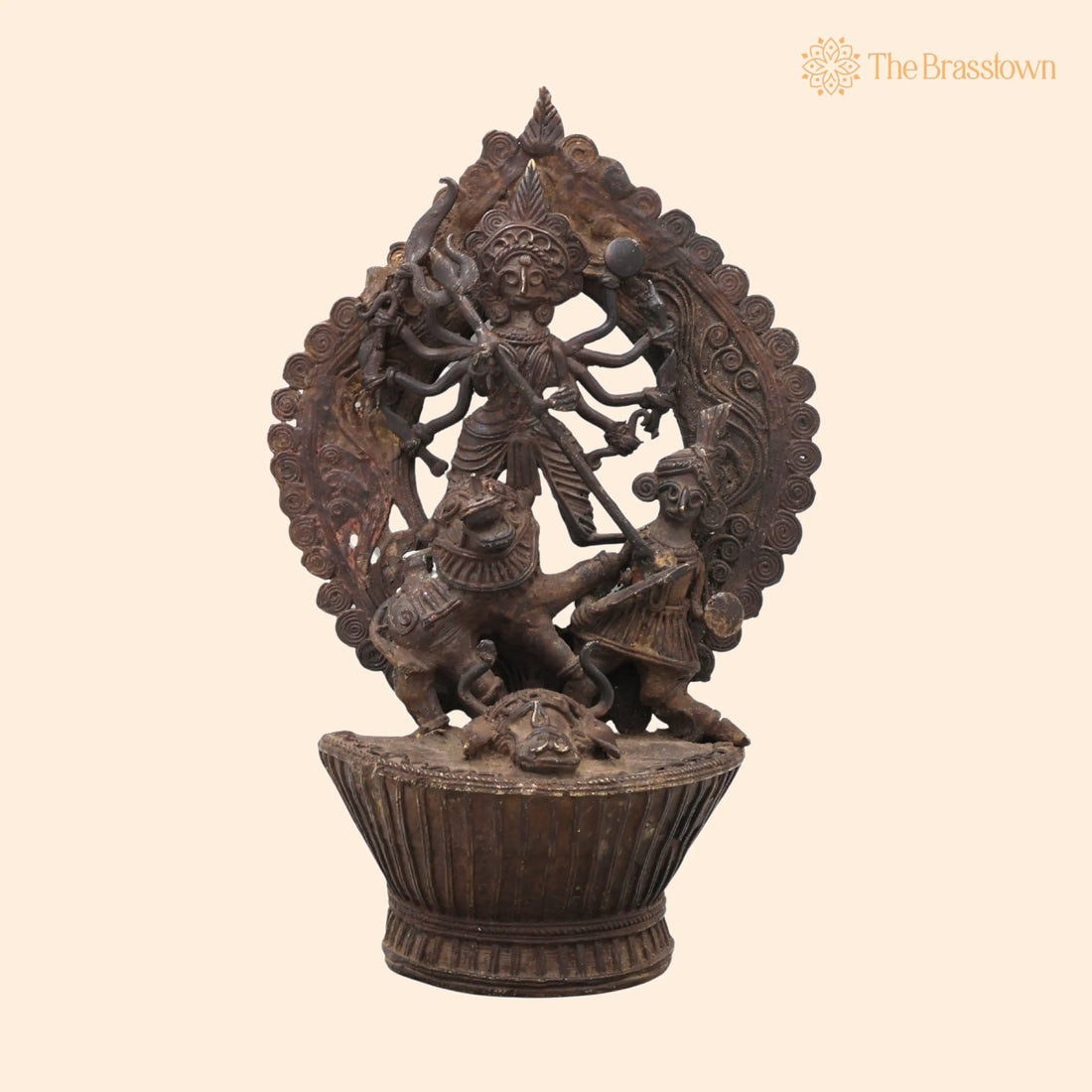 Brass Dhokra Maa Durga Sculpture – Handcrafted Mid-Size, Bastar Art for Home Décor &amp; Gifting 10 Inch 1