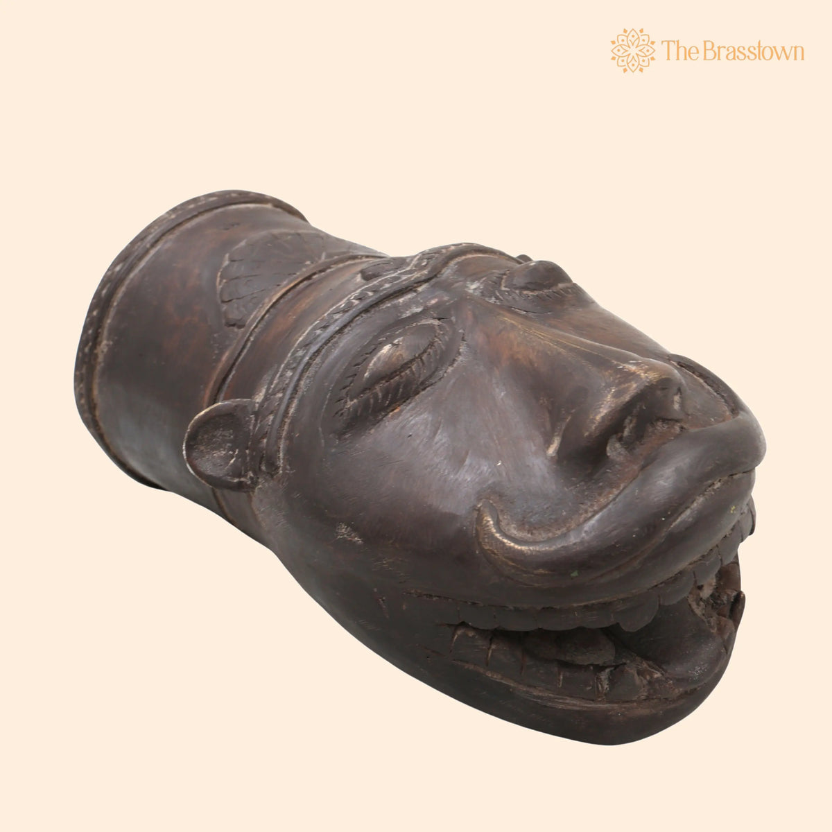Brass Lion Head Sculpture – Handcrafted Bastar Dhokra Decorative Piece 3.5 Inch 1