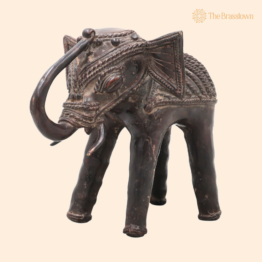 Brass Dhokra Elephant Sculpture – Handcrafted Large, Bastar Art for Home Décor &amp; Gifting 5.5 Inch 1