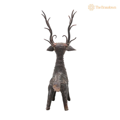 Brass Dhokra Deer Sculpture – Handcrafted Standing, Bastar Tribal Art for Home Décor &amp; Gifting 10.5 Inch 4