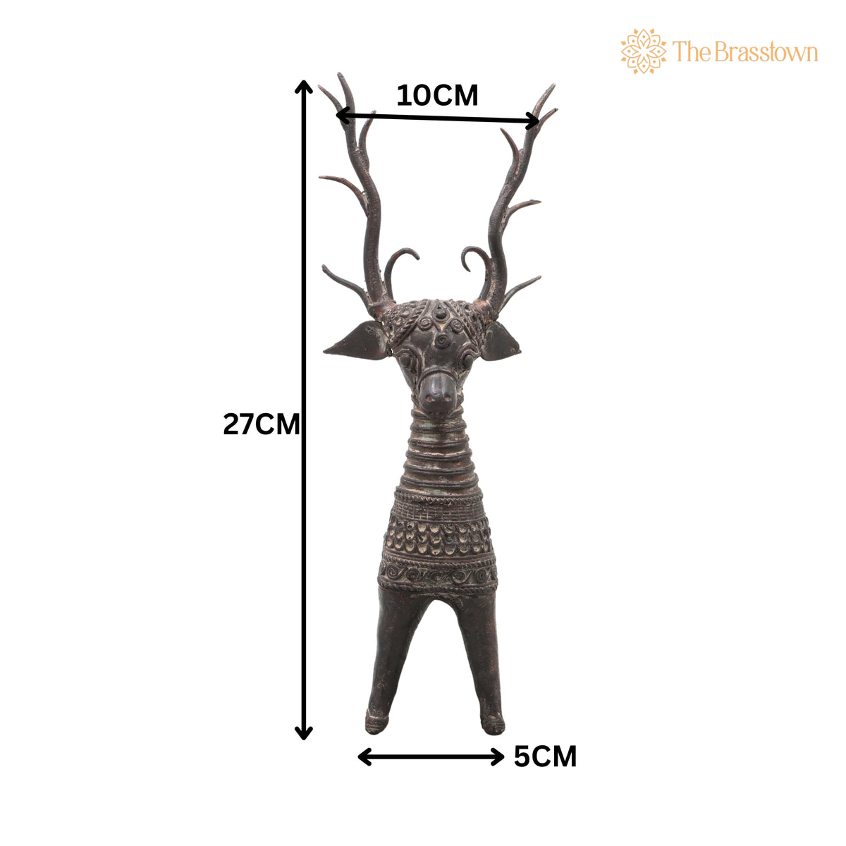 Brass Dhokra Deer Sculpture – Handcrafted Standing, Bastar Tribal Art for Home Décor &amp; Gifting 10.5 Inch 5
