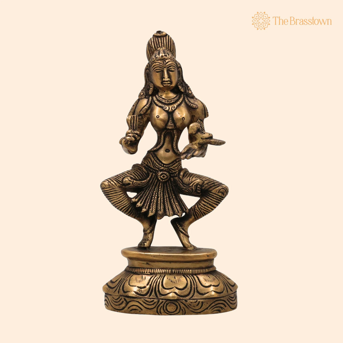 Brass Meenakshi Amman Idol – Madurai Meenakshi Devi Murti, Handcrafted Peetal Minakshi Statue for Pooja, Temple &amp; Home Décor 9.5 Inch 1