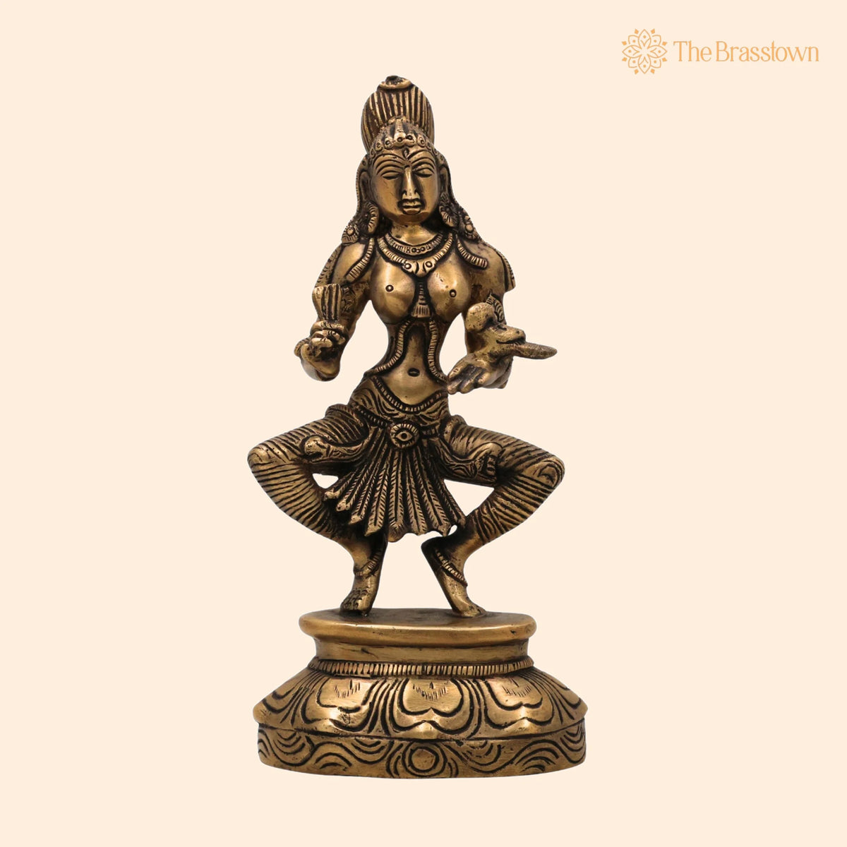 Brass Meenakshi Amman Idol – Madurai Meenakshi Devi Murti, Handcrafted Peetal Minakshi Statue for Pooja, Temple &amp; Home Décor 9.5 Inch 1