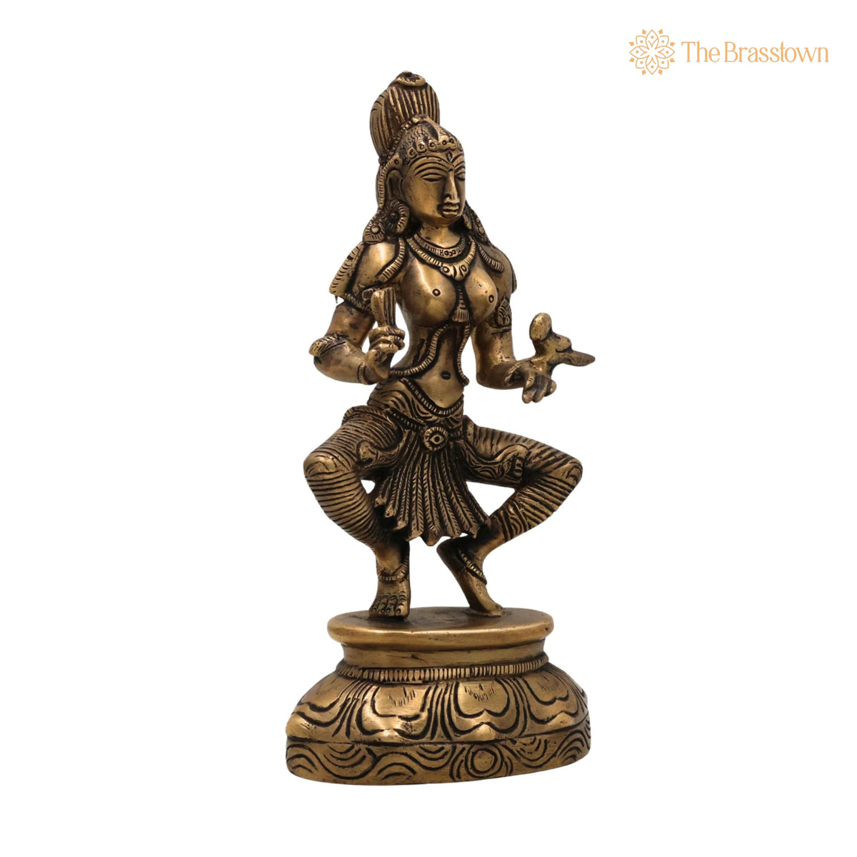 Brass Meenakshi Amman Idol – Madurai Meenakshi Devi Murti, Handcrafted Peetal Minakshi Statue for Pooja, Temple &amp; Home Décor 9.5 Inch 2