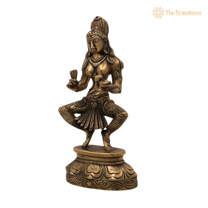Brass Meenakshi Amman Idol – Madurai Meenakshi Devi Murti, Handcrafted Peetal Minakshi Statue for Pooja, Temple &amp; Home Décor 9.5 Inch 3