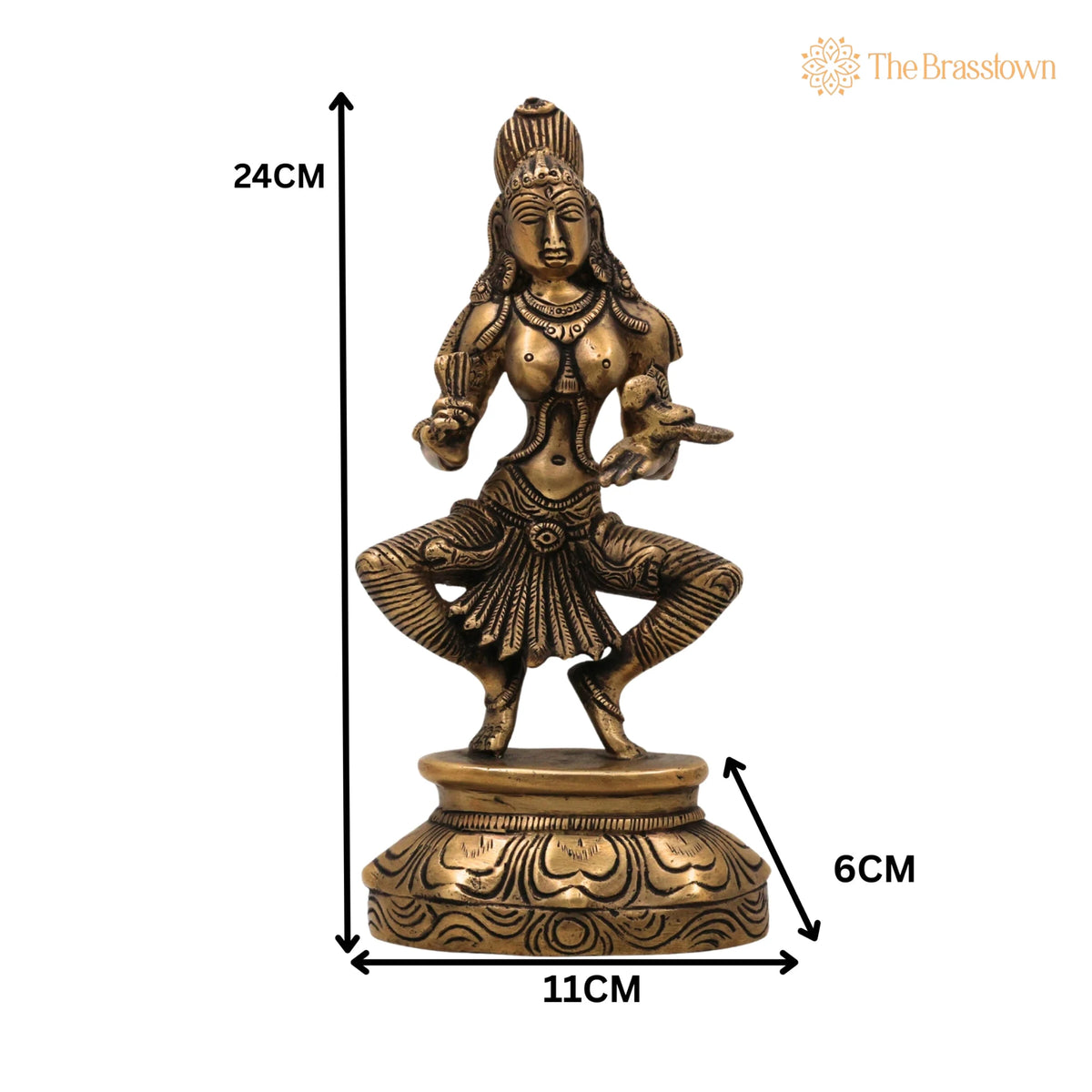 Brass Meenakshi Amman Idol – Madurai Meenakshi Devi Murti, Handcrafted Peetal Minakshi Statue for Pooja, Temple &amp; Home Décor 9.5 Inch 5
