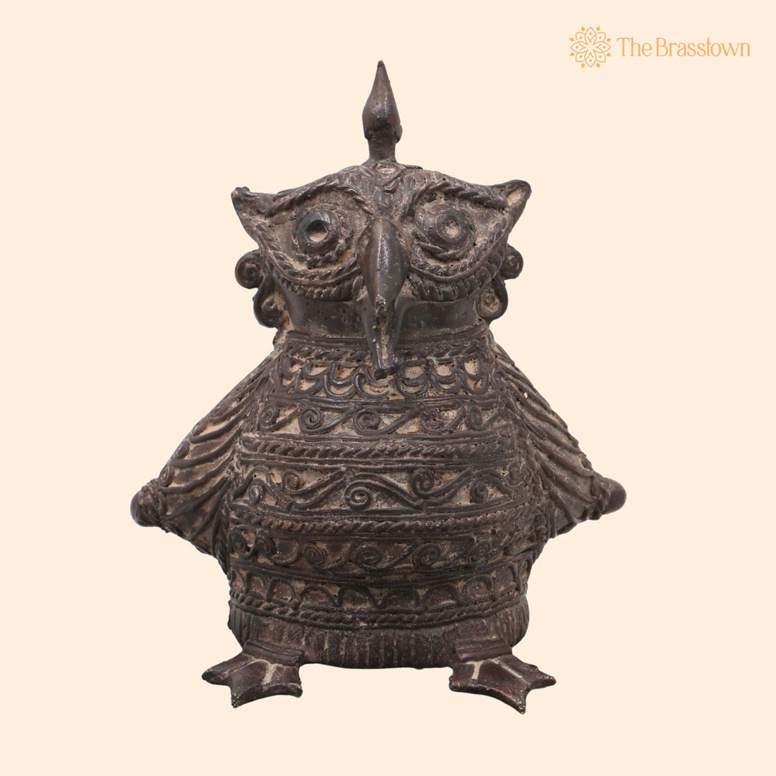 Brass Dhokra Owl Sculpture – Handcrafted Compact, Bastar Tribal Art for Home Décor &amp; Gifting 5 Inch 1