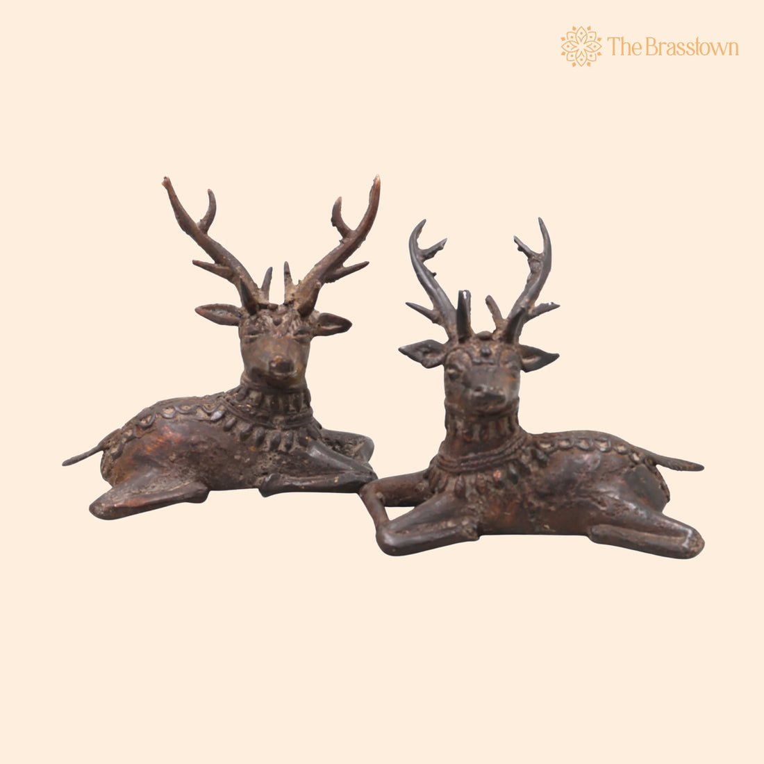 Brass Dhokra Sitting Deer Sculpture – Handcrafted Bastar Tribal Art for Home Décor &amp; Gifting 4.5 Inch 1