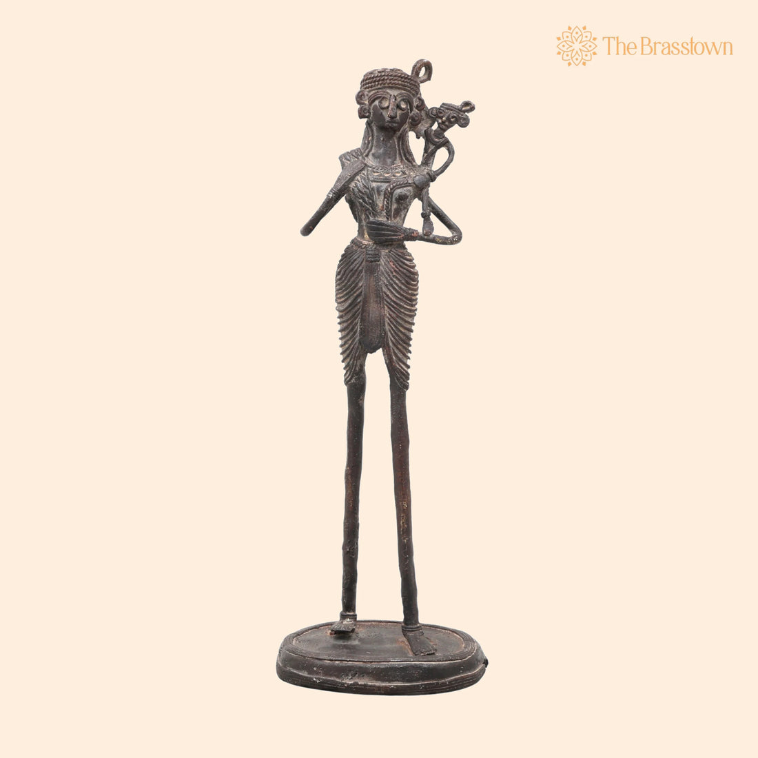 Brass Dhokra Father with Child Sculpture – Handcrafted Bastar Art for Home Décor &amp; Gifting 12 Inch 1