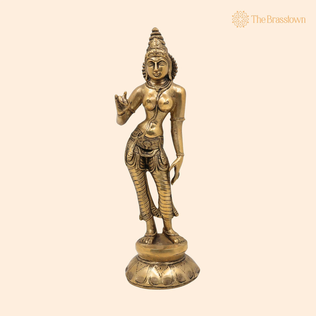 Brass Parvati Idol – Handcrafted Traditional Murti for Puja, Home Mandir &amp; Décor 11 Inch 1