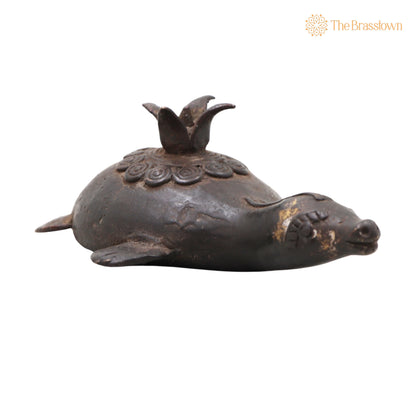 Brass Dhokra Tortoise Sculpture – Handcrafted Compact, Bastar Art for Home Décor &amp; Gifting 2 Inch 2