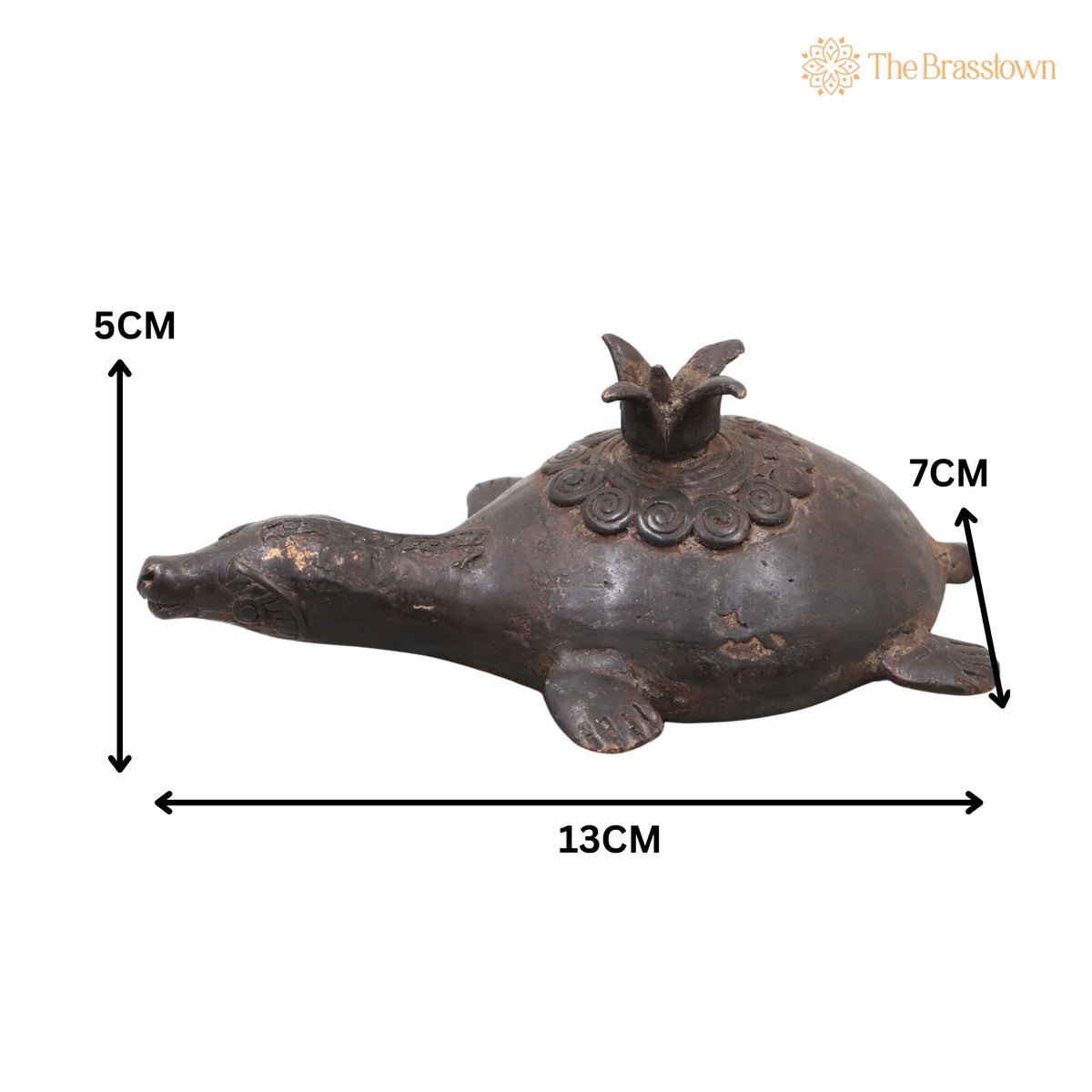 Brass Dhokra Tortoise Sculpture – Handcrafted Compact, Bastar Art for Home Décor &amp; Gifting 2 Inch 5