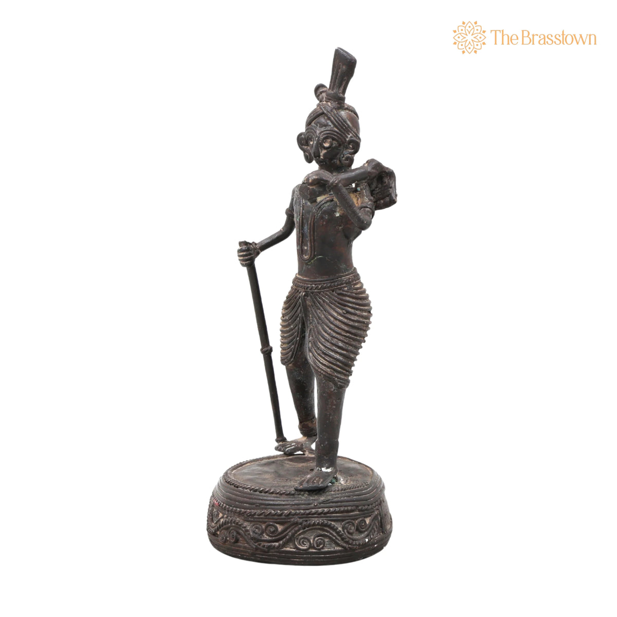 Brass Dhokra Farmer Sculpture – Handcrafted Bastar Tribal Art for Home Décor &amp; Gifting 8.5 Inch 3