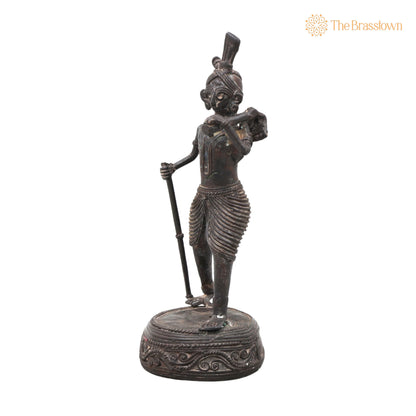 Brass Dhokra Farmer Sculpture – Handcrafted Bastar Tribal Art for Home Décor &amp; Gifting 8.5 Inch 3