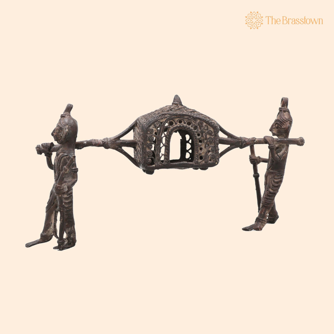 Brass Dhokra Palki Sculpture – Handcrafted Tribal Palanquin Art for Home Décor &amp; Gifting 4 Inch 1
