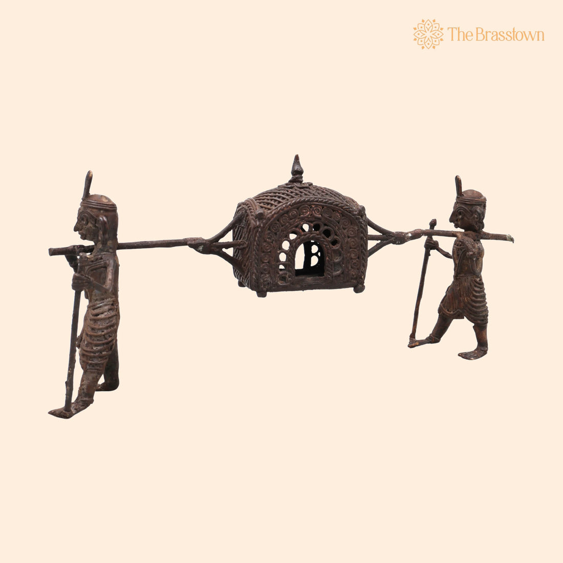 Brass Dhokra Palki Sculpture – Handcrafted Larger Palanquin Art for Home Décor &amp; Gifting 4.5 Inch 1