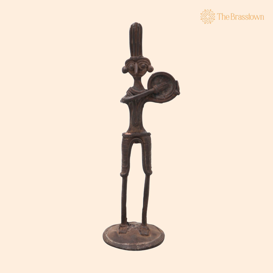 Brass Dhokra Musician Sculpture – Handcrafted Bastar Tribal Art for Home Décor &amp; Gifting 6 Inch 1