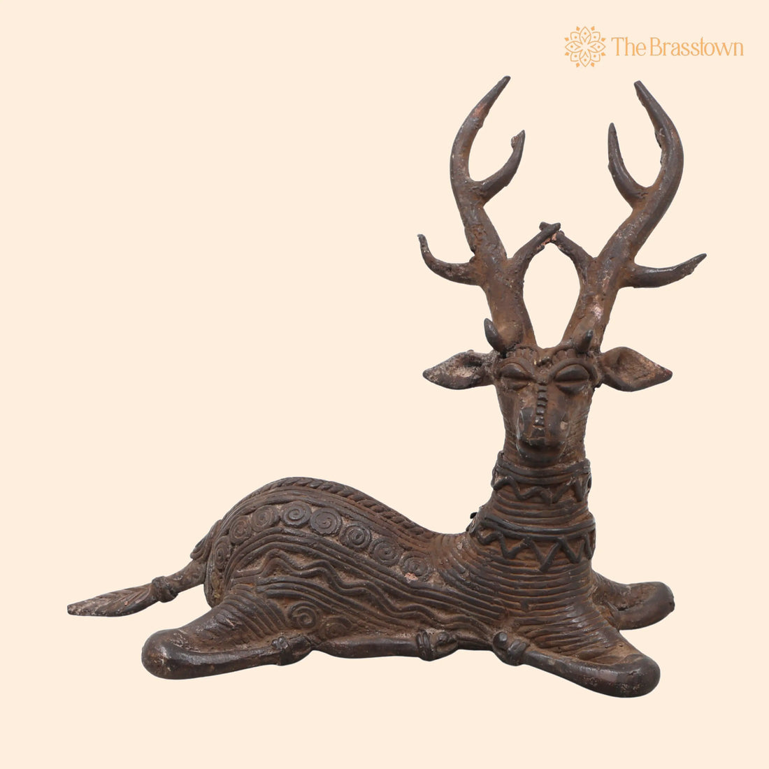 Brass Dhokra Deer Sculpture – Handcrafted Medium, Bastar Tribal Art for Home Décor &amp; Gifting 6 Inch 1