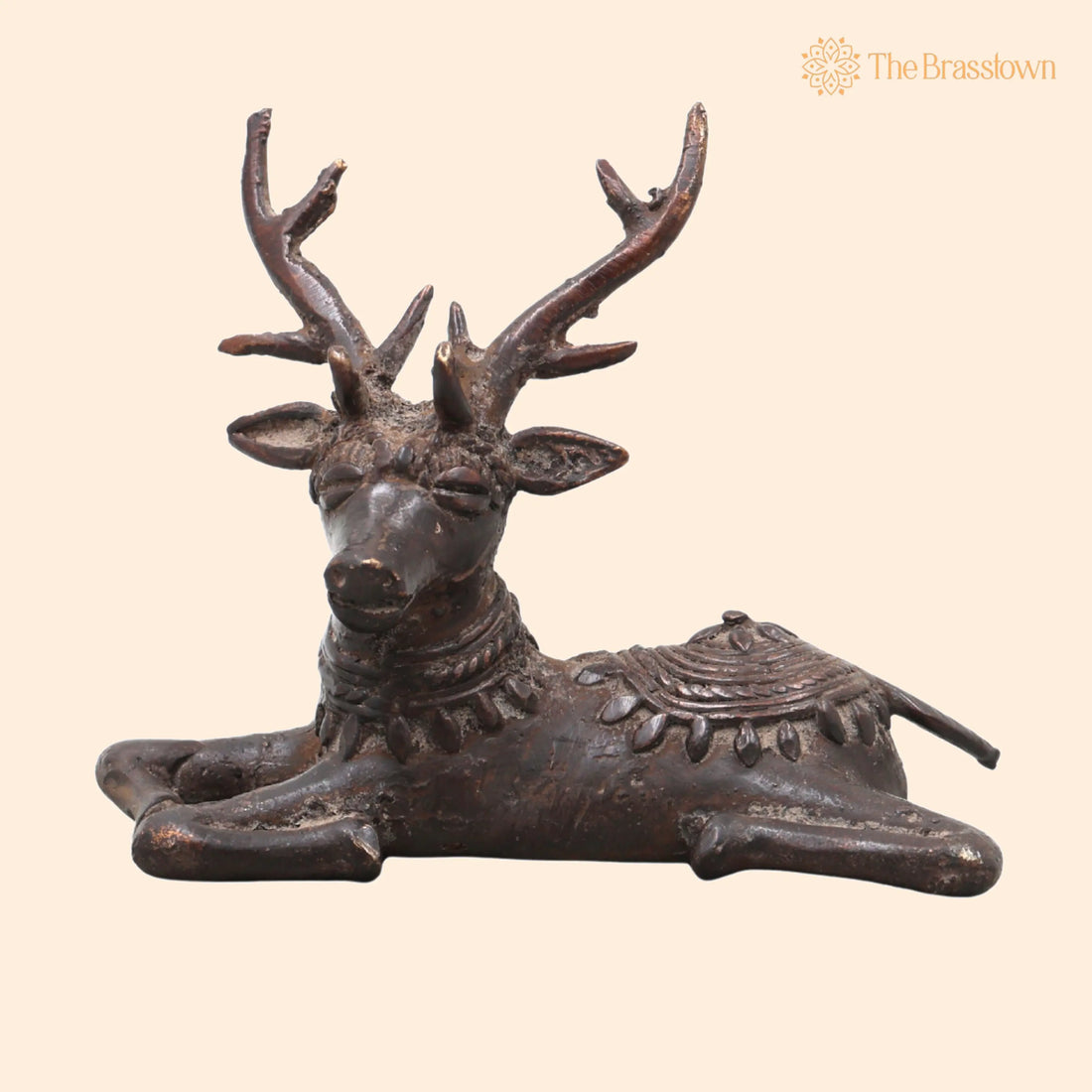 Brass Dhokra Deer Sculpture – Handcrafted Compact, Bastar Tribal Art for Home Décor &amp; Gifting 3.5 Inch 1