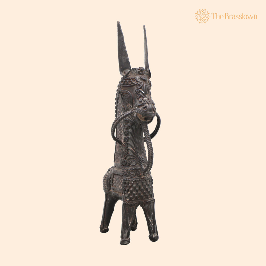 Brass Dhokra Horse Sculpture – Handcrafted Bastar Tribal Art for Home Décor &amp; Gifting 9 Inch 1