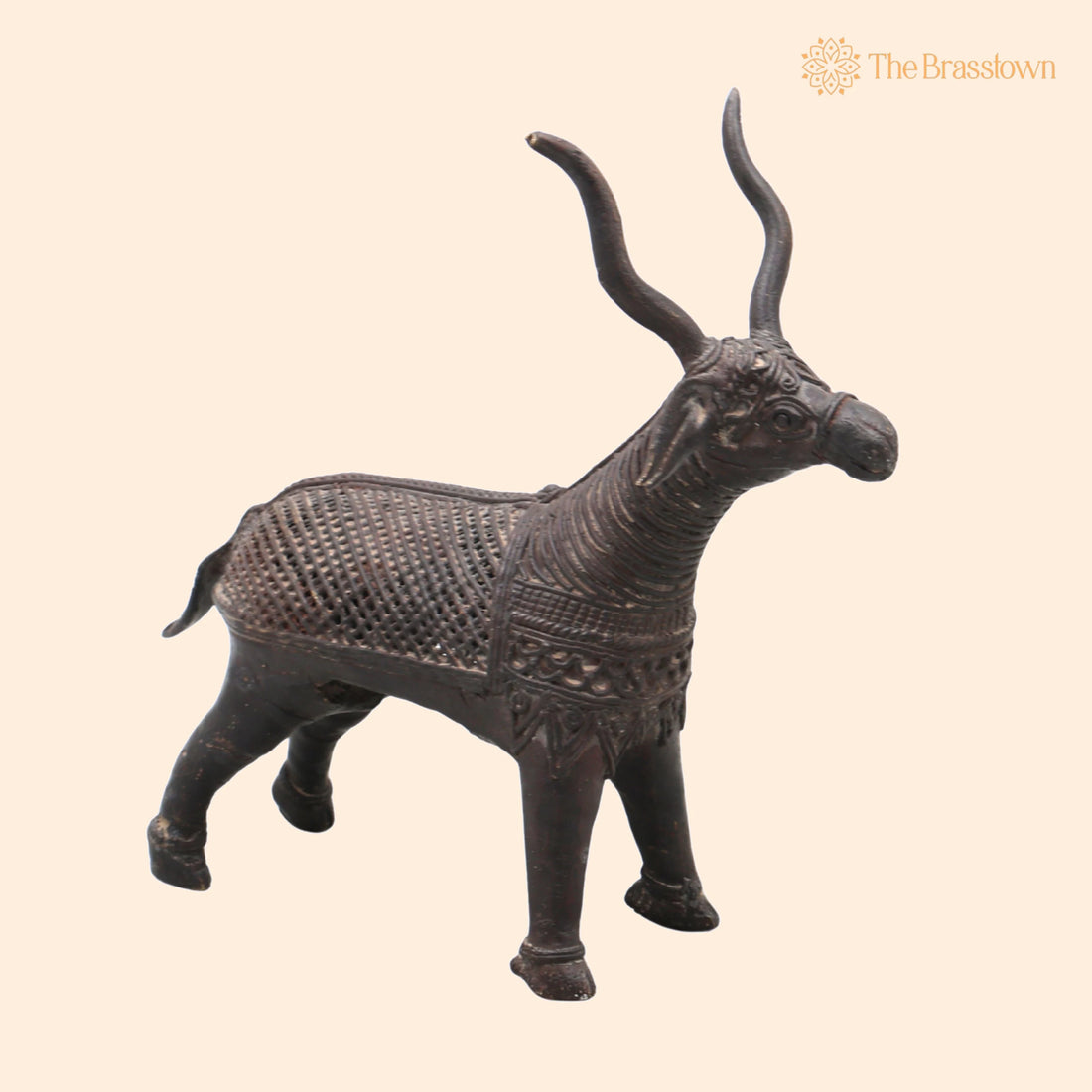 Brass Dhokra Goat Sculpture – Handcrafted Bastar Tribal Art for Home Décor &amp; Gifting 7.5 Inch 1