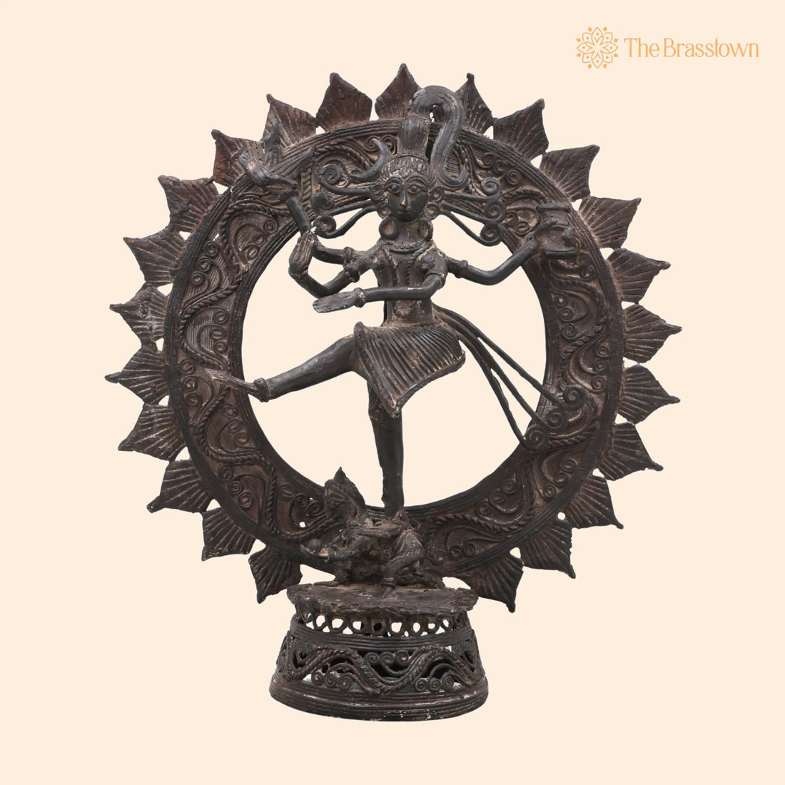 Brass Dhokra Nataraja Sculpture – Handcrafted Bastar Tribal Art Style for Home Décor &amp; Gifting 9 Inch 1