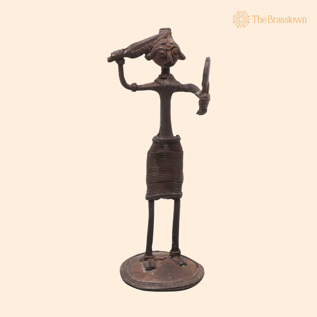 Brass Dhokra Art – Handcrafted Lady Combing Hair Sculpture, Bastar Tribal for Home Décor &amp; Gifting 5 Inch 1
