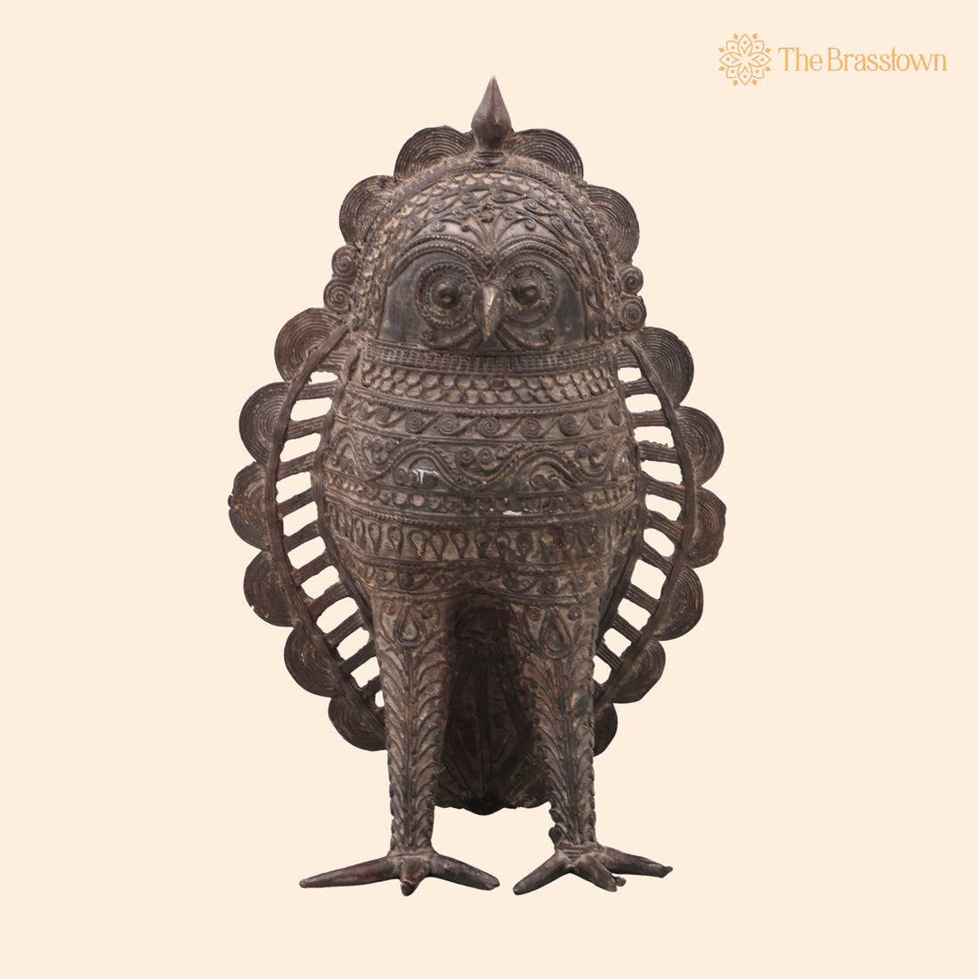 Brass Dhokra Owl Sculpture – Handcrafted Bastar Tribal Art for Home Décor &amp; Gifting 12.5 Inch 1