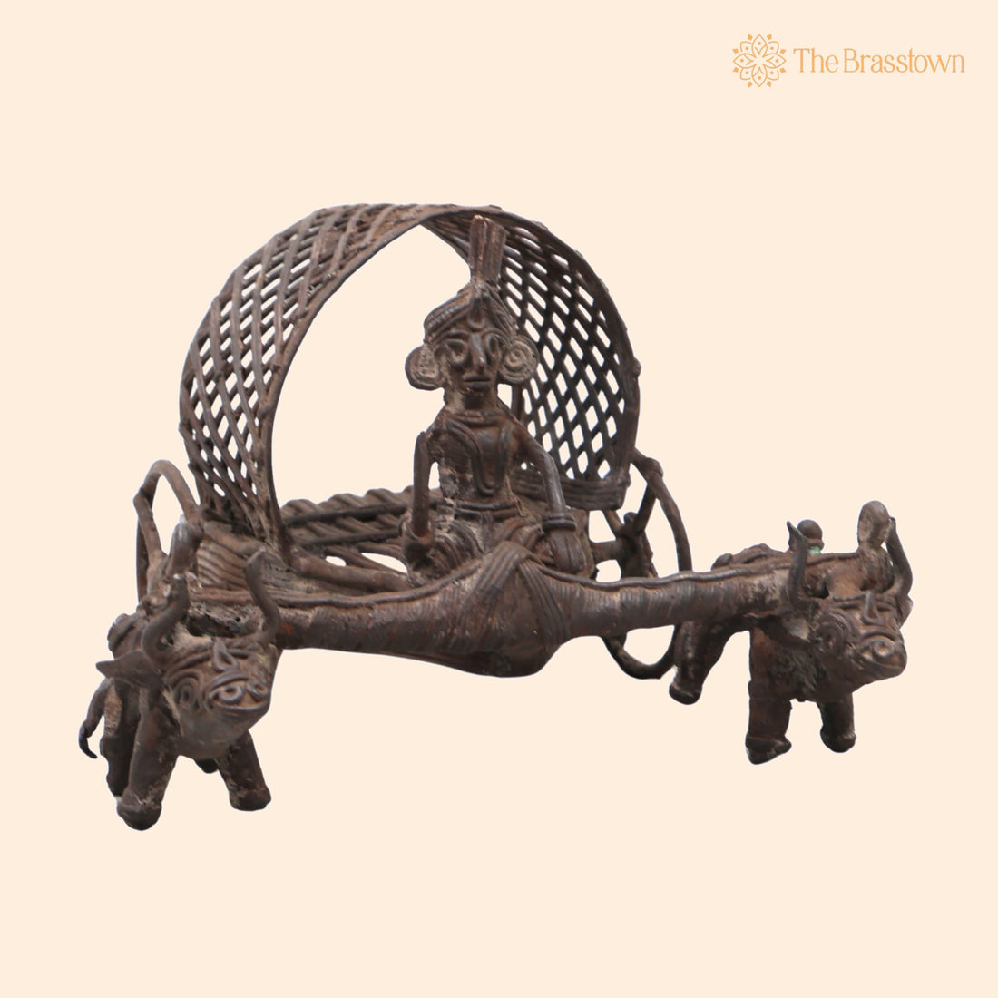Brass Bullock Cart Sculpture – Handcrafted Bastar Tribal Art for Home Décor &amp; Gifting 4.5 Inch 1
