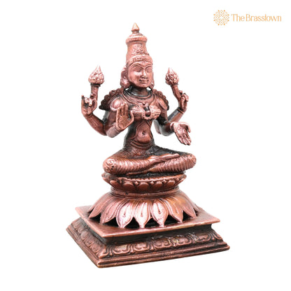 Copper Lakshmi Idol – Handcrafted Lakshmi Devi Murti, Home Décor &amp; Gifting 5 Inch 6