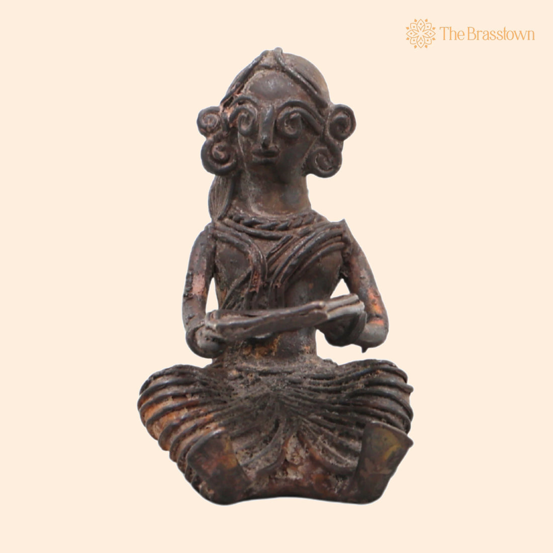 Brass Dhokra Lady with Mura Sculpture – Handcrafted Bastar Tribal Art for Home Décor &amp; Gifting 3 Inch 1