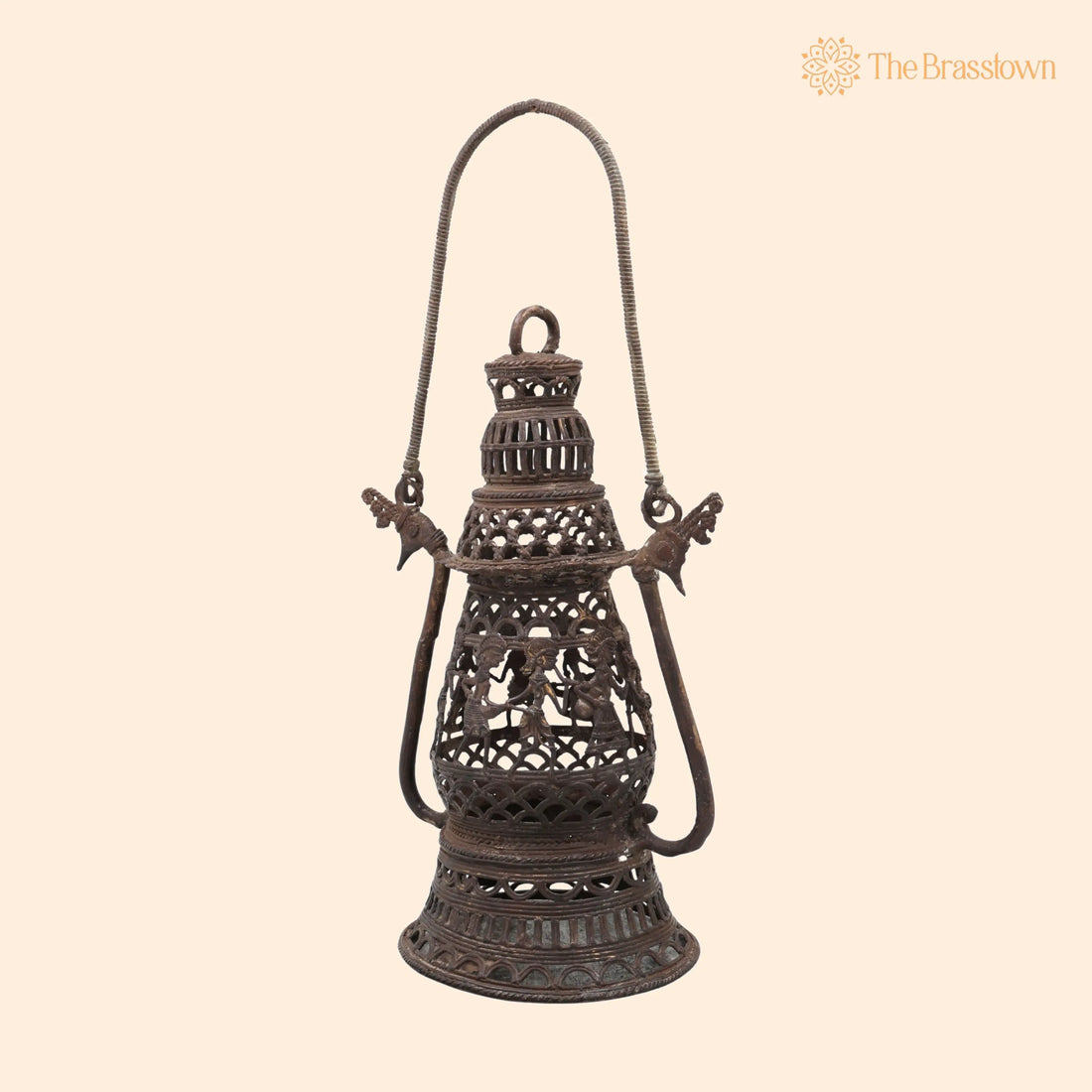 Brass Lantern – Handcrafted Bastar Tribal Art, Vintage Look for Home Décor &amp; Gifting 11.5 Inch 1