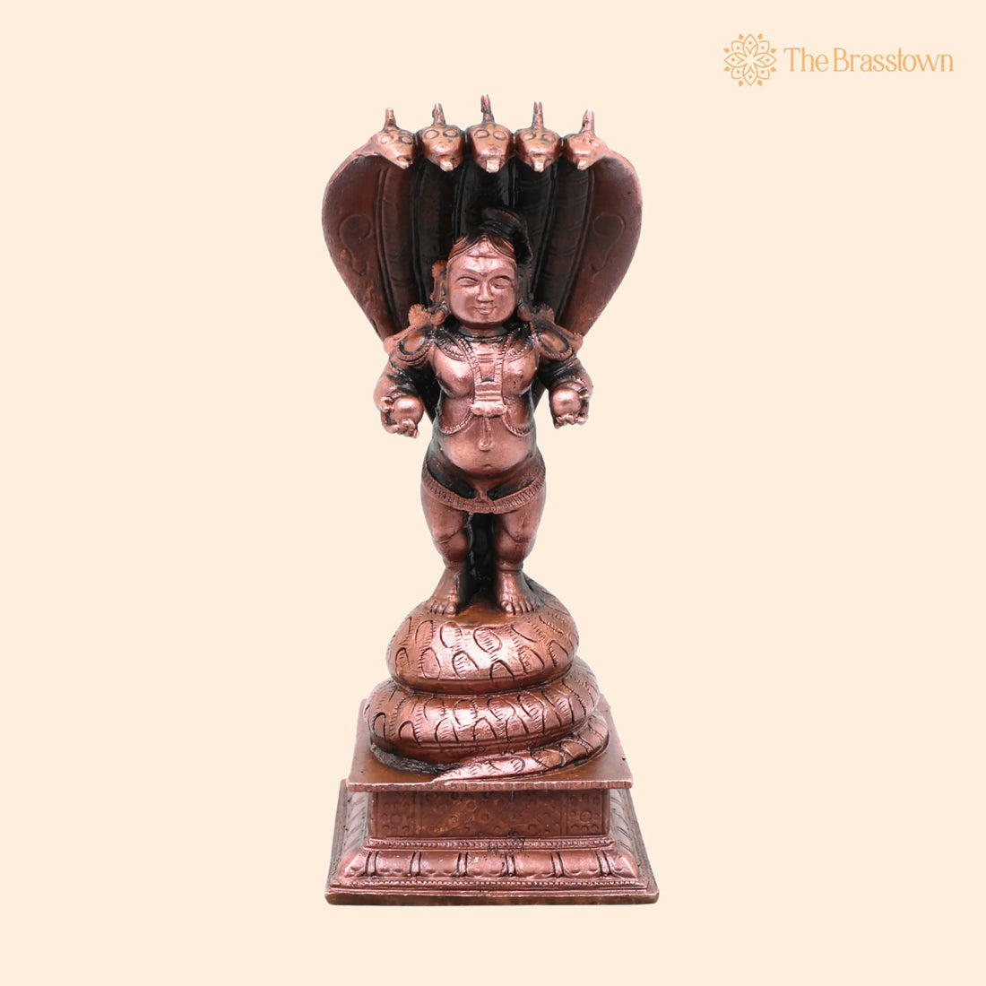Copper Laddu Gopal Sheshnag Idol – Handcrafted Krishna Murti for Pooja, Home Décor &amp; Gifting 4.5 Inch 1