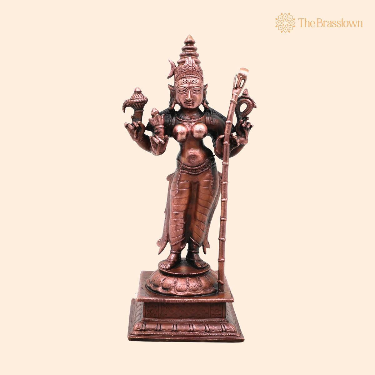 Copper Bhuvaneshwari Rajeshwari Idol – Handcrafted Devi Murti for Pooja, Home Décor &amp; Gifting 5.5 Inch 1