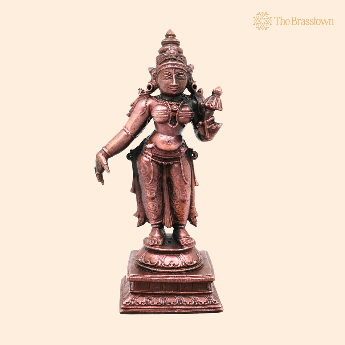 Copper Bhudevi Idol – Handcrafted Bhumi Devi Murti for Pooja, Home Temple, Vastu, Décor &amp; Gifting 4.5 Inch 1