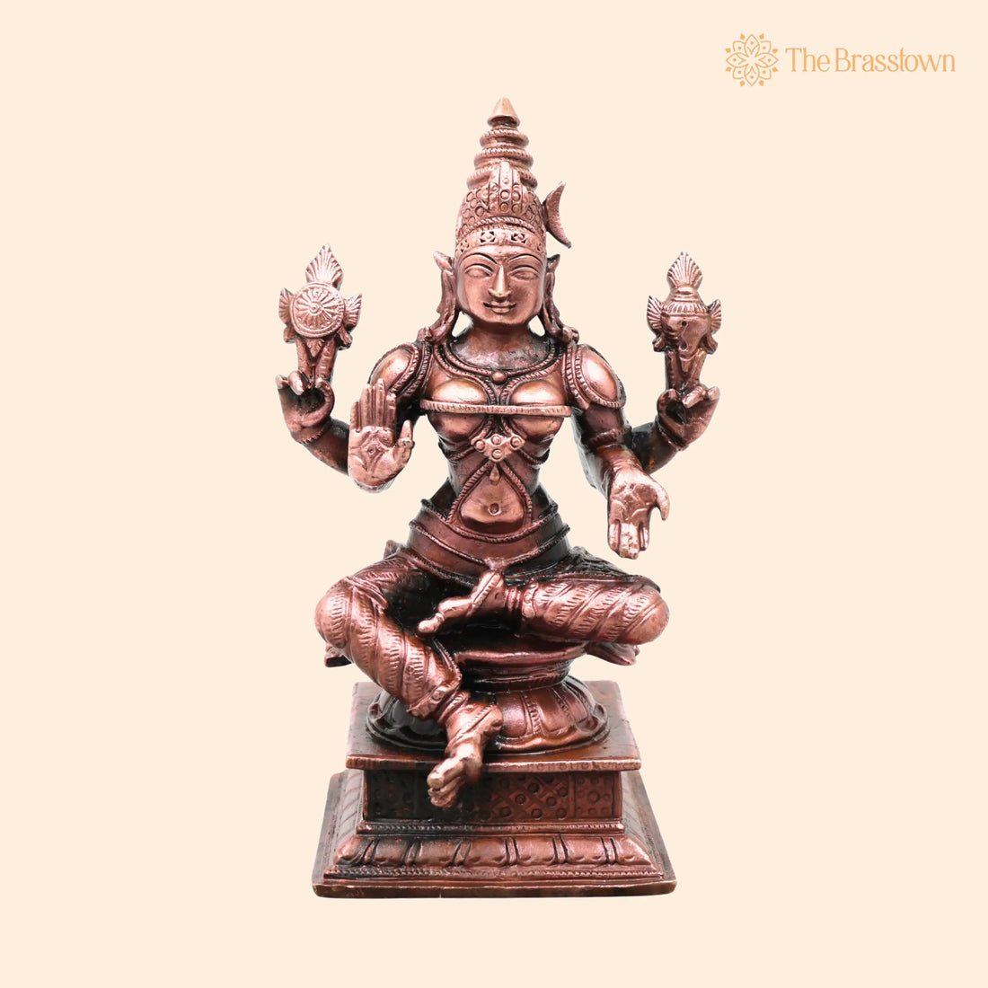 Copper Bhuvaneshwari Devi Idol – Handcrafted Traditional Murti for Pooja, Home Décor &amp; Gifting 4.5 Inch 1