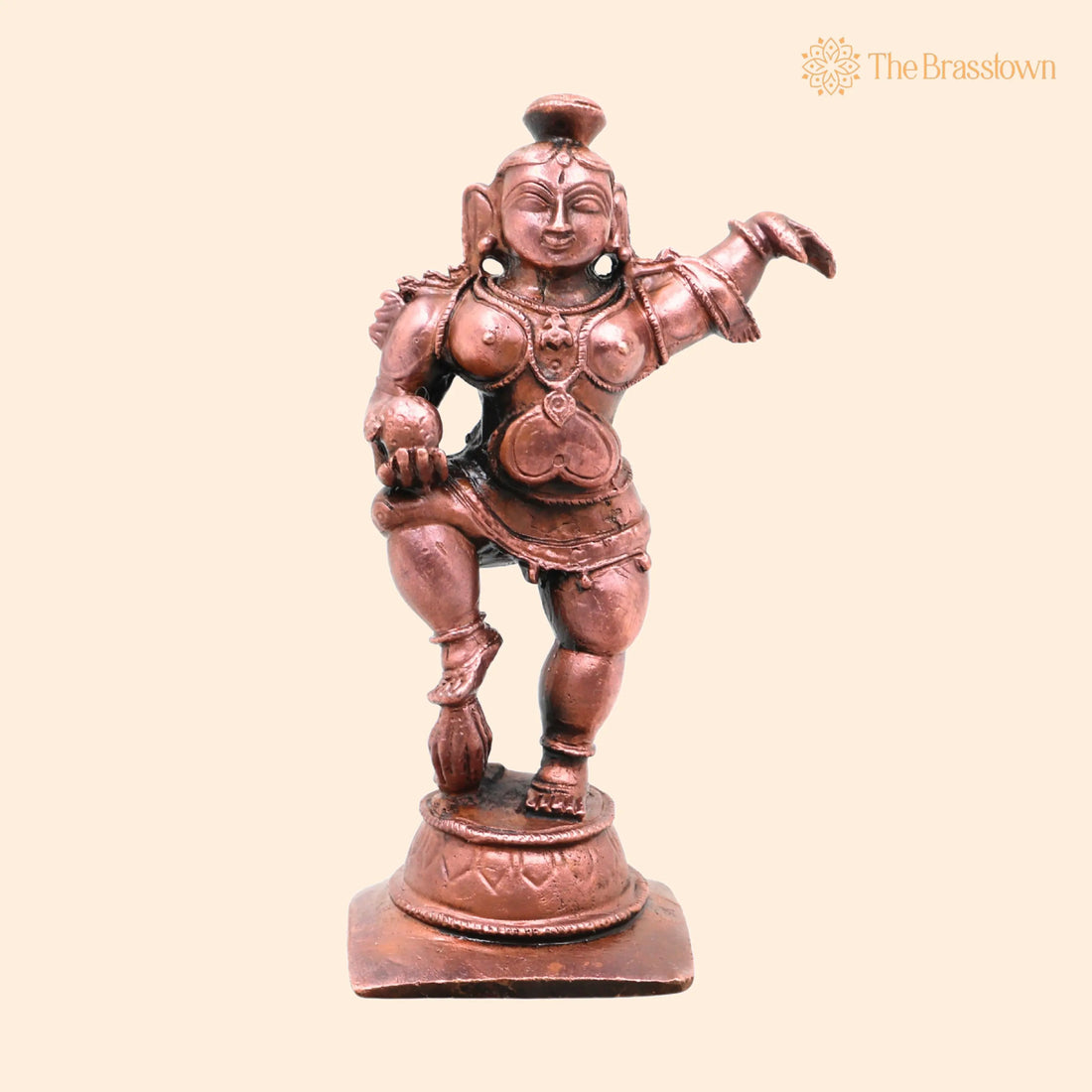 Copper Laddu Gopal Idol – Handcrafted Bal Krishna Murti, Kanha Ji Statue for Pooja, Home Décor &amp; Gifting 4 Inch 1